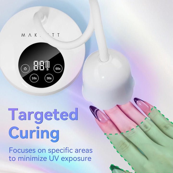 Mini UV Light for Gel Nails Polish Luminoza 30W Rechargeable LED Nail Dryer Lamp with 4 Timers & Auto Sensor, Fast Curing Goosenecks Lamp for Home DIY Manicure, Black & White