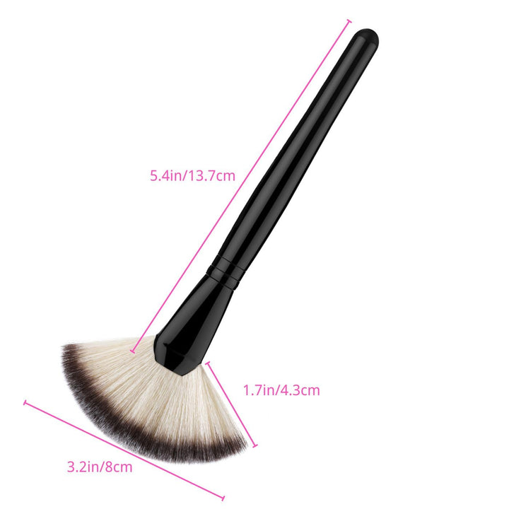 Fan Makeup Brush,  Professional Highlighting Make up Brush Blush Bronzer Cheekbones Brush, Single Large Soft & Dense Face Blush Powder Foundation Brushes Make up Tool, Black