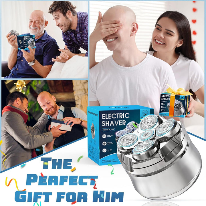 Head Shavers for Bald Men, Magnetic Electric Razor Hair Trimmer Cordless Rechargeable Electric Shavers 100% Waterproof Dry & Wet Grooming Kit with Led Display