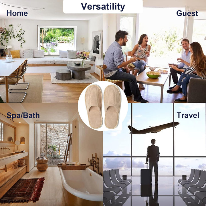 SPA Guest Slippers, 6/12 Pairs Reusable Washable Unisex Spa Slippers for Hotel Bedroom Wedding Party Travel