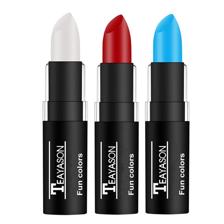 3 PCS Makeup Clown White Cream-Blendable Stick-Eye Black Sticks Face Body Paint Professional Halloween SFX Makeup,Safe Facepaint Nose&Lip Smacking for Sports Festival Make Up(White+Black+Red)