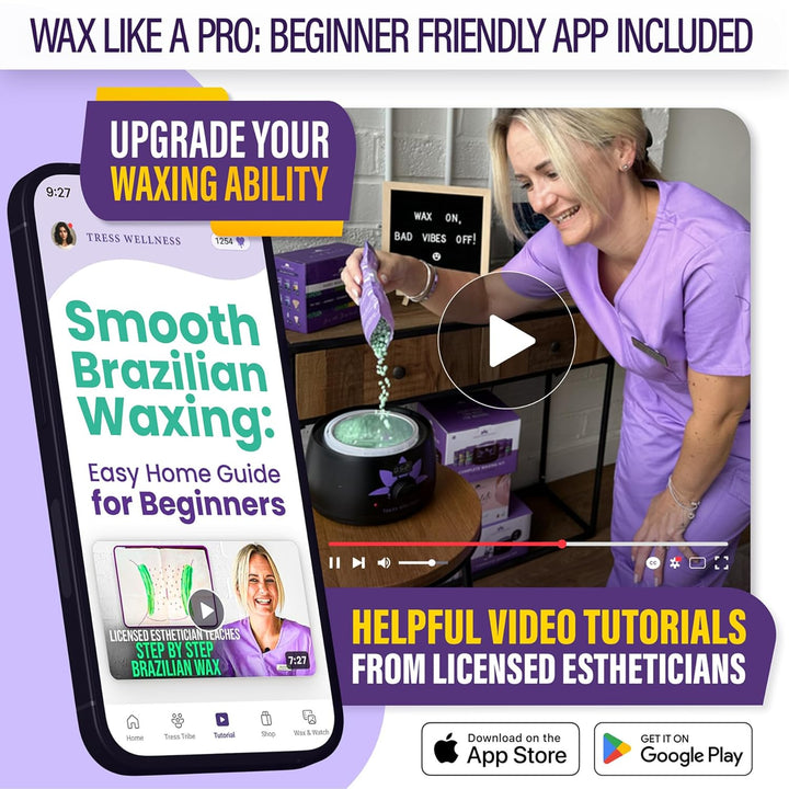 Waxing Kit for Sensitive Skin, Safe for Face & Skin, Prep & Aftercare Spray, Easy to Use, At-Home Kit for Face, Bikini, Brazilian & Full Body - Digital Display, Black Purple Flower