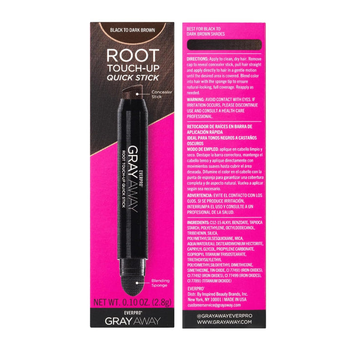 Gray Away Root Touchup Quick Stick, Black/Dark Brown, 0.1 Oz