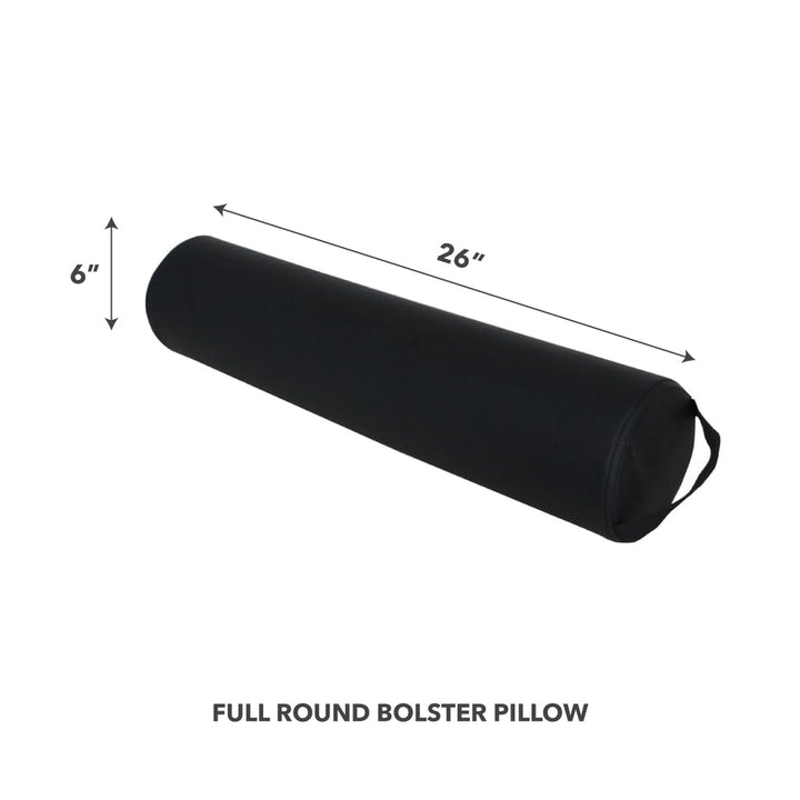 Forpro Full round Bolster Pillow, Black, Oil and Stain-Resistant, for Massage and Yoga, 6” R X 26” L