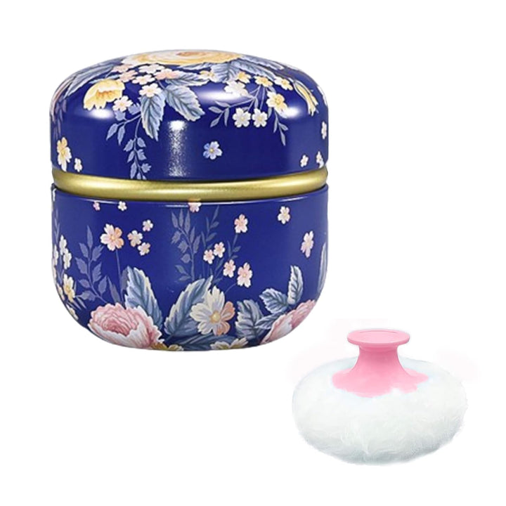 Body Powder Puff and Container for Dusting Powder, Women Powder Puff and Powder Case for Bath and Travel (Romantic Flowers)