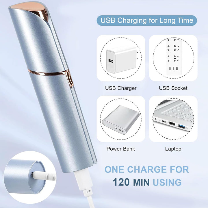 Facial Hair Removal for Women, Electric Painless Facial Hair Remover for Face, Lip, Chin with USB Rechargeable