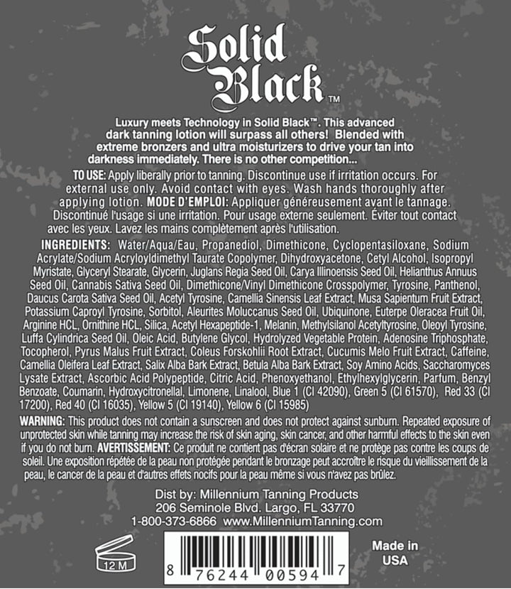 SOLID BLACK 100X Dark Tanning Lotion Indoor Outdoor Tan Enhancing Silicone Bronzer Tanning Bed Lotion 13.5 Fl Oz (400 Ml)