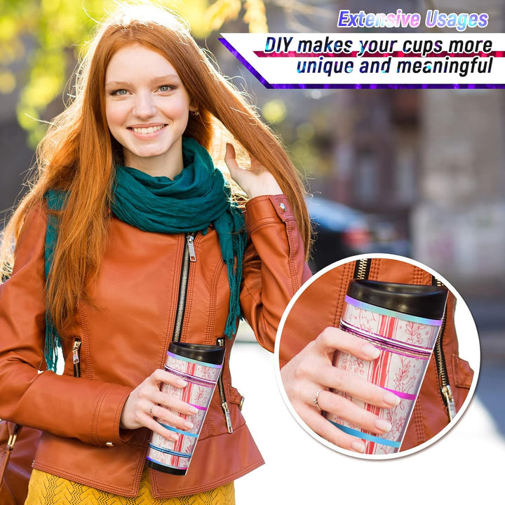 138 Rolls Striping Tape for Tumblers Nail Tape Lines Holographic Pinstripe Decals 1 Mm 3 Mm Self Adhesive Glitter Striping with Dispenser Case for DIY Tumblers Nail Decoration Craft