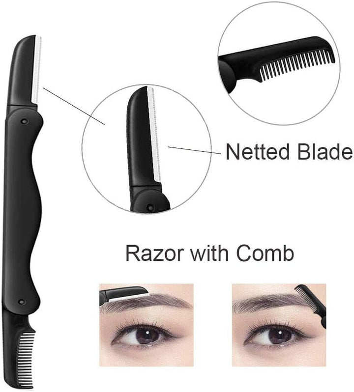 Eyebrow Razor, 5-In-1 Eyebrow Kit, Professional Eyebrow Grooming Set, Eyebrow Trimmer Set for Women and Men, Including Brow Razors Trimmer, Brush, Eyebrow Scissors, Slant Tweezers