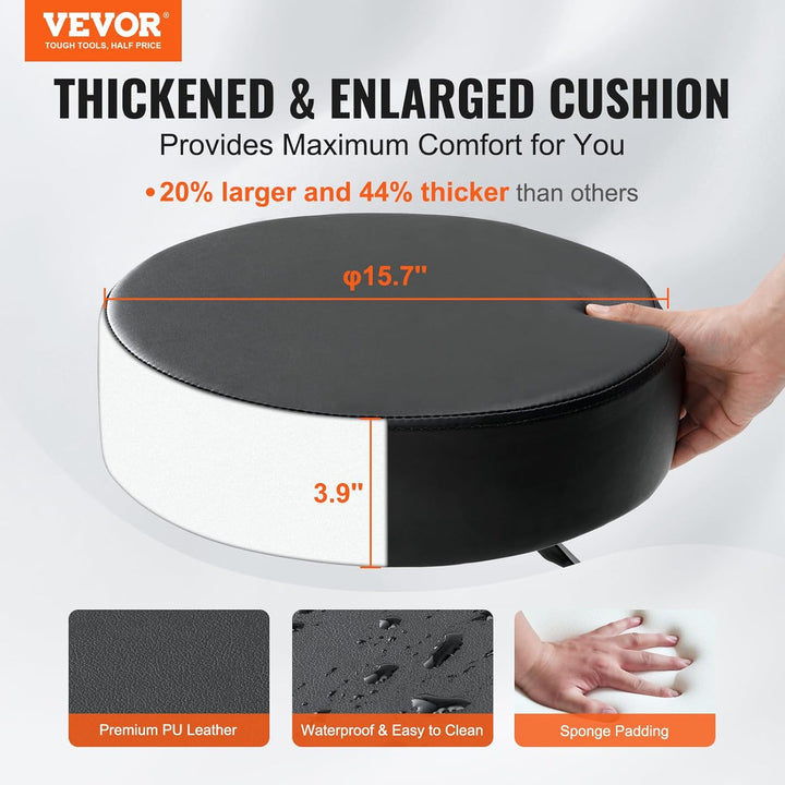 Rolling Stools with Wheels, 400 LBS Weight Capacity Adjustable Height Stool with Ultra-Thick Seat Cushion, Swivel Stools Chair for Salon, Bar, Home, Office, Tatoo, Medical, Massage, Black