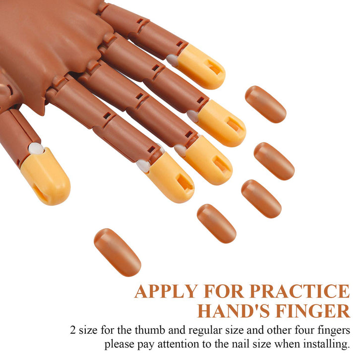 400 Pieces Replacement Refill Nail Tips False Fake for Flexible Nail Training Hand Practice Display Manicure Supply DIY (Brown)