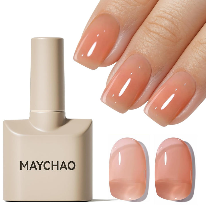 15ML Jelly Sheer Tortoise Gel Nail Polish 1Pc Transparent Hot Cocoa Amber Gel Polish Soak off UV LED Translucent Nail Polish Nail Art Starter Manicure Salon DIY at Home, 0.5 OZ