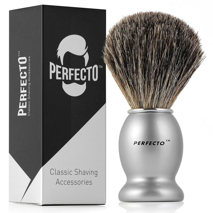 100% Pure Badger Shaving Brush-Black Handle- Engineered for the Best Shave of Your Life. For, Safety Razor, Double Edge Razor, Straight Razor or Shaving Razor, Its the Best Badger Brush.