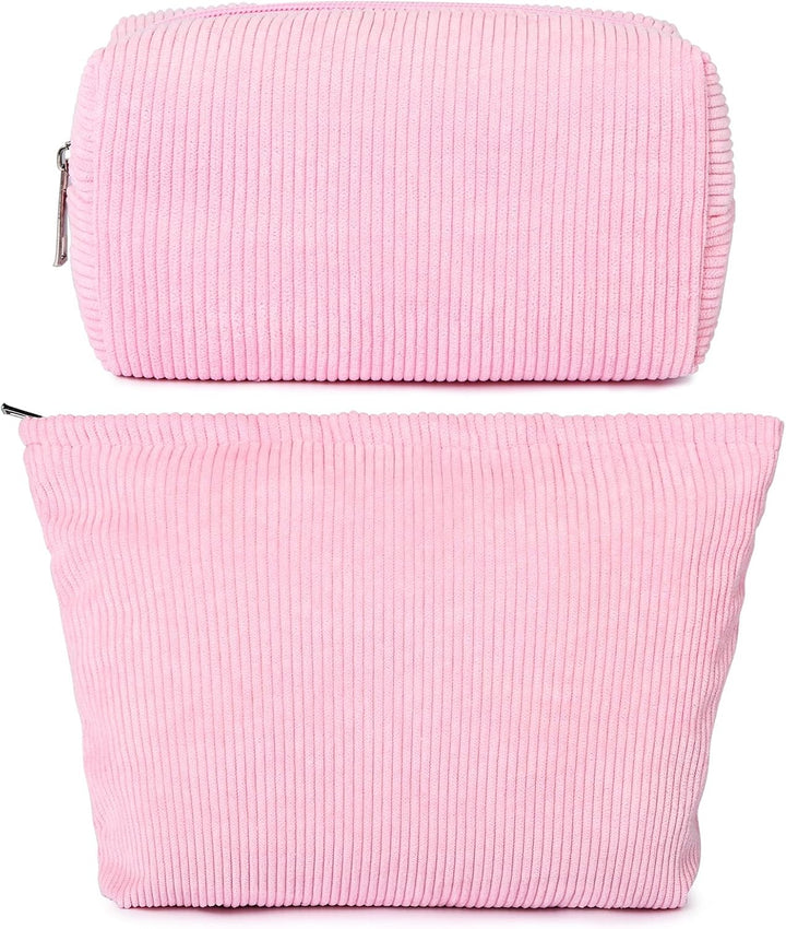 2 Pieces Makeup Bag Large Checkered Cosmetic Bag Capacity Canvas Mix Travel Toiletry Bag Organizer Cute Makeup Brushes Aesthetic Accessories Storage Bag for Women, Checkered Mix Rose Red