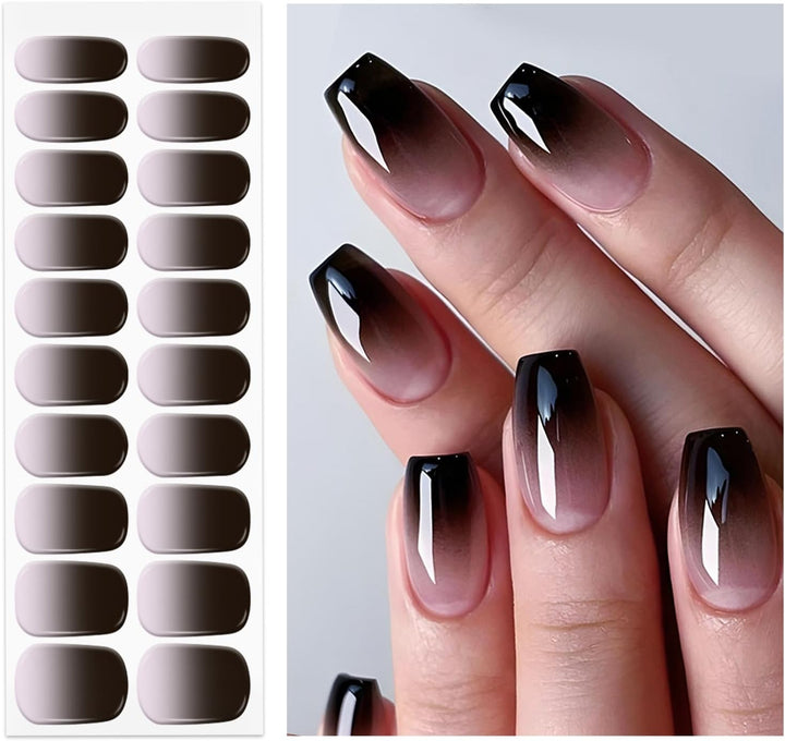 Semi Cured Gel Nail Strips | Gel Nail Stickers with UV Light Required | Salon Quality, Easy Application and Removal（Pink Ombre）
