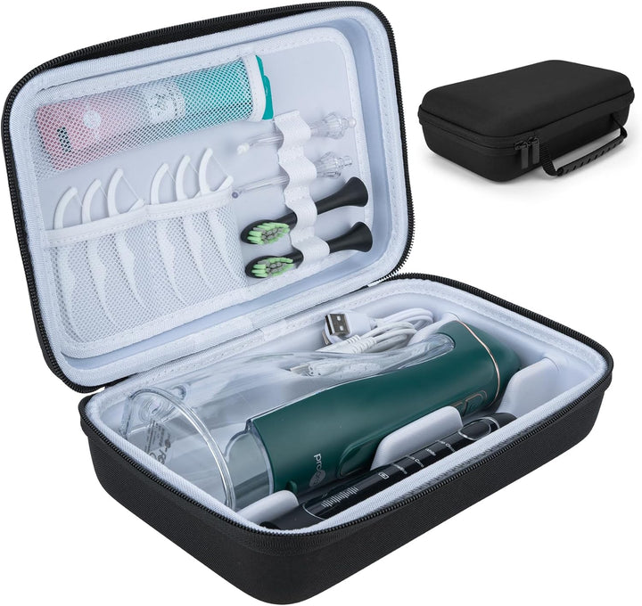 Portable Water Flosser Travel Case, Oral Irrigator Organizer, Sturdy EVA Case for Flosser, Electric Toothbrush, Toothpaste and Accessories - Black