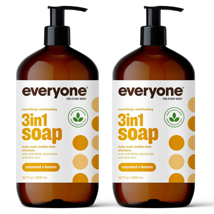 Everyone 3-In-1 Soap, Body Wash, Bubble Bath, Shampoo, 32 Ounce (Pack of 2), Unscented, Made for Men and Women