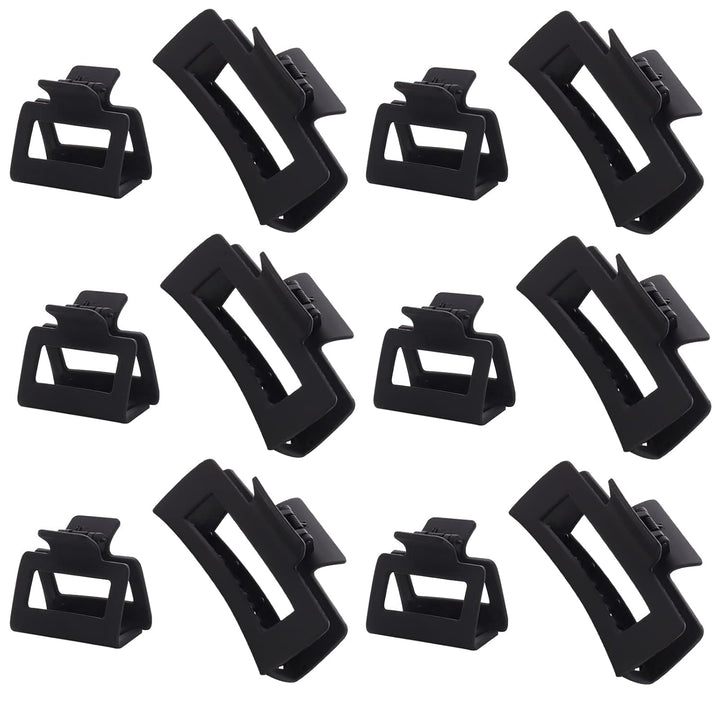 12 Pack Square Claw Clips, Big and Small Neutral Rectangle Hair Claw Clips, Non-Slip Matte Large Hair Clips for Women,Strong Hold Jaw Clip for Thick Thin Hair (Neutral)