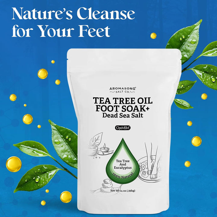 Tea Tree Foot Soak with Magnesium Flakes and Dead Sea Foot Soaking Salts - Pedicure Tea Tree Oil Foot Soak for Dry Cracked Feet-Athlete'S Callus Remover- Eliminates Odor- Packaging May Vary