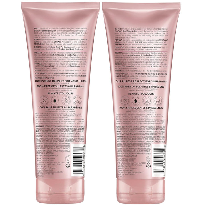 Everpure Sulfate-Free Vegan Hair Care Kit - Shampoo and Conditioner to Strengthen and Repair Hair Bonds (Packaging May Vary)