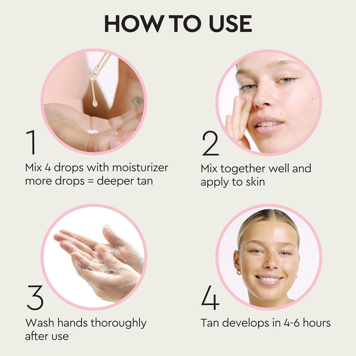 Self-Tan Drops- Medium, Bronzing Serum, Customizable Face & Body Self Tanner for Moisturizer, Gradual Tanning Drops for Natural Glow, Streak-Free Vegan Formula, 1.01 Fl Oz