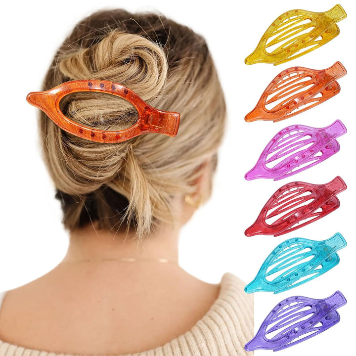 French Concord Hair Clips - 6Pcs Side Slide Volume Clips for Women Girls, Strong Hold No Slip Grip, Thick or Thin Hair (Matte Finish, L:4.6 IN, W:1.97IN)