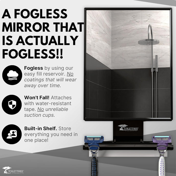Fogless Shower Mirror - Anti-Fog Mirror - Adjustable Shaving Mirror with a Squeegee - Rust-Proof, Impact-Resistance Bathroom Shower Mirror - Tall