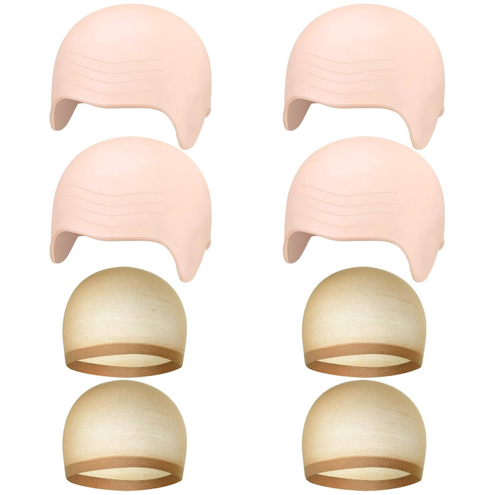 Bald Cap Halloween, 2Pcs Nylon Wig Caps 2Pcs Latex Makeup Bald Cap for Adults Women Men Costume Accessory for Theme Halloween Party Cosplay
