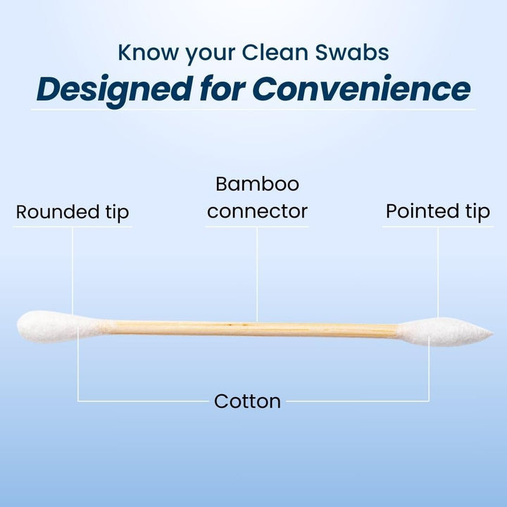 Clean Swabs | 500CT | One Pointed Tip | Biodegradable + Organic Cotton & Bamboo | Makeup & Nail Polish Touch-Ups | Chlorine-Free & Hypoallergenic (500 Count)