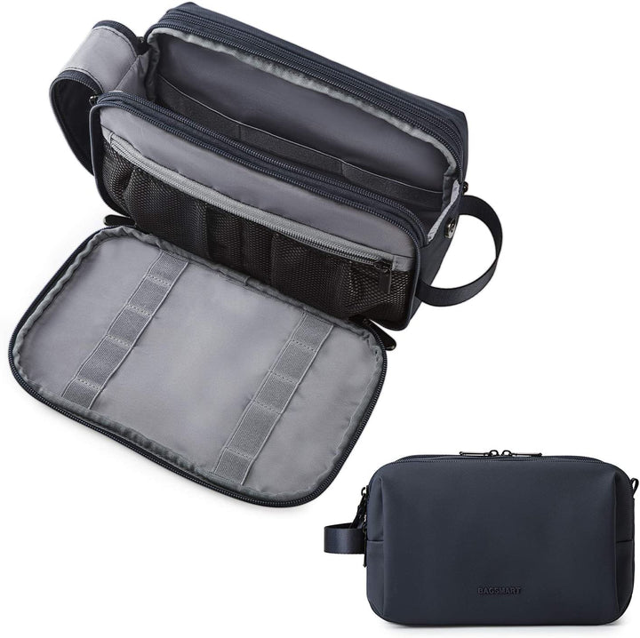 Toiletry Bag for Men, Travel Toiletry Organizer Dopp Kit Water-Resistant Shaving Bag for Toiletries Accessories, Door Room Essentials, Black-Medium