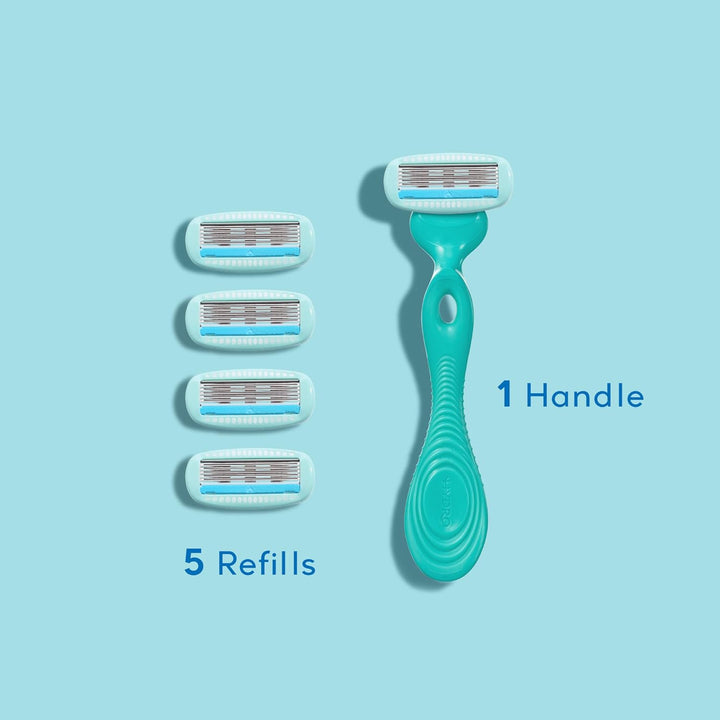 Ultra Sensitive Razor for Women | Womens Razor for Sensitive Skin, 5 Blade Razors for Women, Womens Razors for Shaving, Includes 1 Handle & 5 Refills