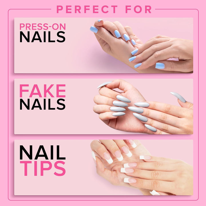 Super Strong Nail Glue for Press on Nails, Nail Tips & Acrylic Fake Nails (8Ml)  Nailbond Brush on Glue for Press Ons, Tips & Acrylics - Long Lasting, Maximum Strength, Mess-Free Application