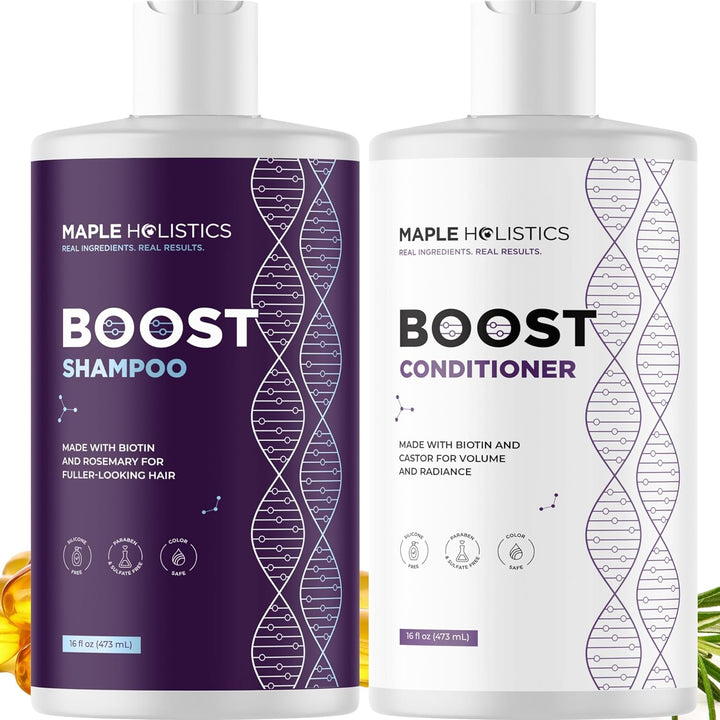 Rosemary Biotin Shampoo and Conditioner Set - Volumizing Shampoo and Conditioner for Thinning Hair for Women & Men with Nourishing B Vitamins - Color Safe Sulfate Paraben & Silicone Free (8 Fl Oz)