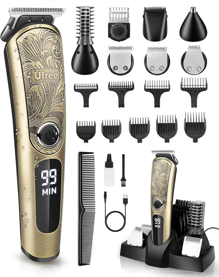 Beard Trimmer for Men, Waterproof Electric Razor for Nose, Body, Face & Mustache, Cordless Hair Clippers Shavers Grooming Kit, Gifts for Men Husband Father