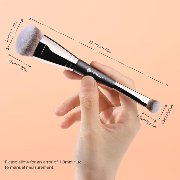 Dual-Ended Foundation under Eye Concealer Brush, Sloped Angled Contour Synthetic Bristles for Liquid Cream Powder