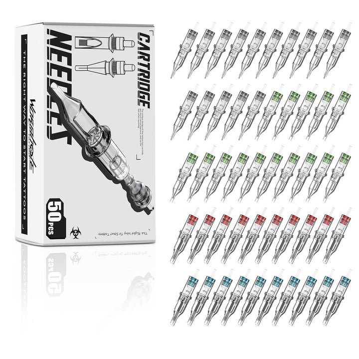 Cartridge Needles 50Pcs Assorted Tattoo Needle Cartridges round Liner Mixed 3RL 5RL 7RL 9RL 11RL (50Pcs #12 Standard RL)
