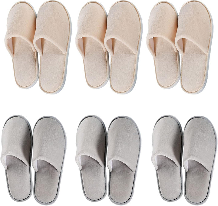 6-10 Pairs Spa Slippers, Non Slip Disposable Slippers for Guest, Washable Reusable, Which Can Be Used as Women Men, House, Indoor, Bathroom, Bedroom, Hotel, Bride Slippers