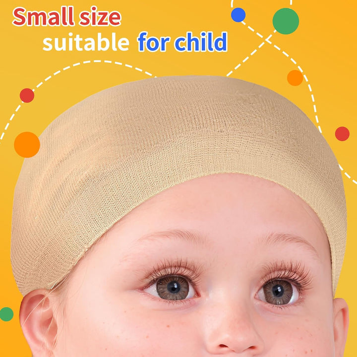 Wig Cap, 4PCS Wig Cap for Kids Light Brown. Stretchy Stocking Caps for Wigs, Natural for Halloween, Cosplay.