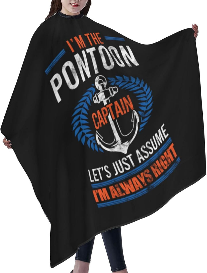 Retro Pon-Toon Boat Cap-Tain Owner Boa-Ting Funny Gifts Professional Salon Cape with Snap Closure for Hair Cutting Barber Hairdressing 55 X 66 Inches