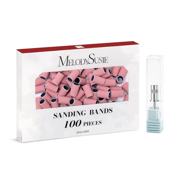 100 Pcs Nail Drill Bits Sanding Bands for Nail Drill 180 Fine Grit Nail File Sanding Bands for Acrylic Nails Gel Manicures and Pedicure