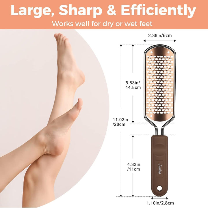 Foot File Foot Scrubber Pedicure - Callus Remover for Feet  Professional Grater Rasp Foot Scraper Corns Callous Removers Cracked Dead Skin Remover for Dry and Wet Feet (Golden)