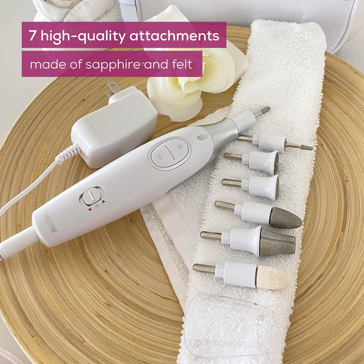 MP42 Nail Drill, 7-In-1 Nail Kit with Strong Sapphire Nail Drill Bits, Electric Nail File and Nail Buffer Includes Bright LED Light, Pedicure Kit and Manicure Set with Storage Case