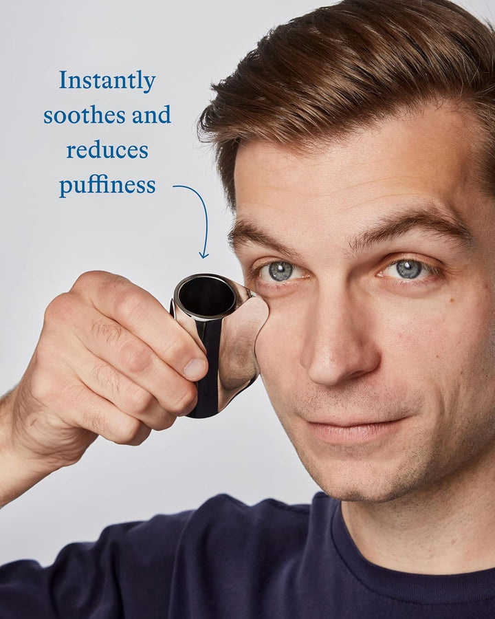Cooling Eye Kit for Men - Gua Sha Depuffing Facial Massage Tool and Cooling Eye Stick