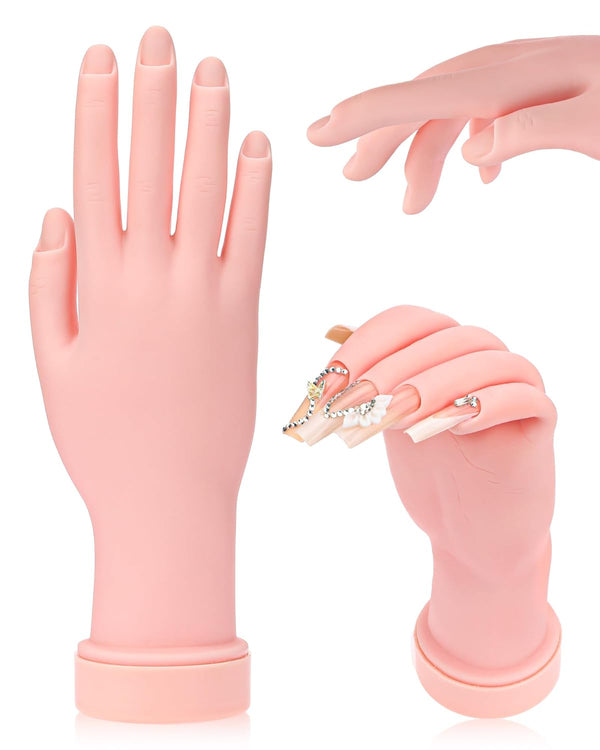 Practice Hand for Acrylic Nails Soft Touch Mannequin Hand for Nails, Flexible and Bendable Fake Hand for Nails for Nail Art Beginners,8.99 X 3.07In