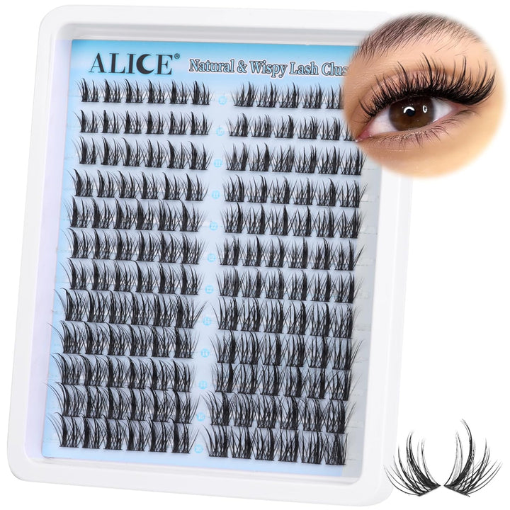 Lash Clusters Wispy Eyelash Clusters 10-18Mm 168Pcs Cluster Eyelash Extensions Natural Volume Lash Extensions DIY Individual Lashes Clusters with Soft Thin Band