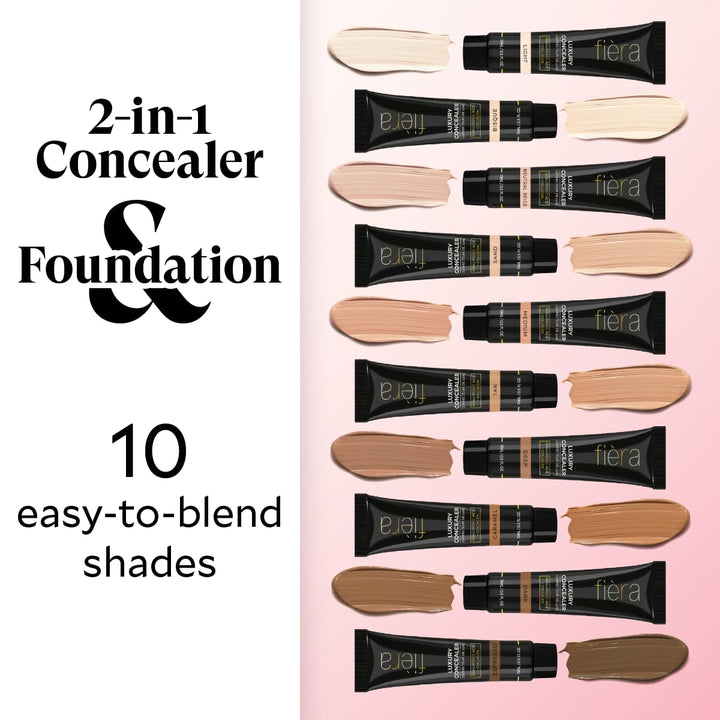 Luxury Concealer & Foundation with Anti-Aging Ingredients - Full Coverage for Dark Circles, Wrinkles, Fine Lines, and Spots, All-Day Wear for Mature Skin - Bisque, 0.5 FL. OZ. / 15 ML