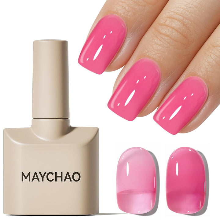 15ML Jelly Sheer Tortoise Gel Nail Polish 1Pc Transparent Hot Cocoa Amber Gel Polish Soak off UV LED Translucent Nail Polish Nail Art Starter Manicure Salon DIY at Home, 0.5 OZ