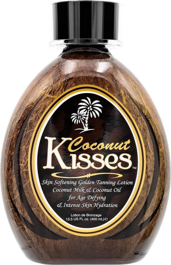 Coconut Kisses Golden Tanning Lotion Cruelty Free, Gluten Free, Mineral Oil Free, DHA Free for All Skin Type,13.5 Oz