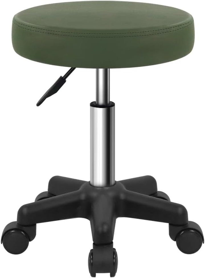 round Rolling Stool Height Adjustable Stool with Wheels for Spa Salon Massage Black