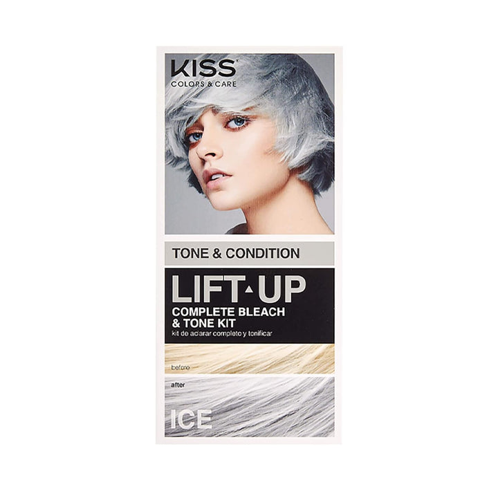 Lift up Complete Hair Bleach & Icy Silver Toner Kit, Gentle Conditioning Formula That Reduces Brassiness, Complete 6-Pc DIY Bleach Kit, ICE